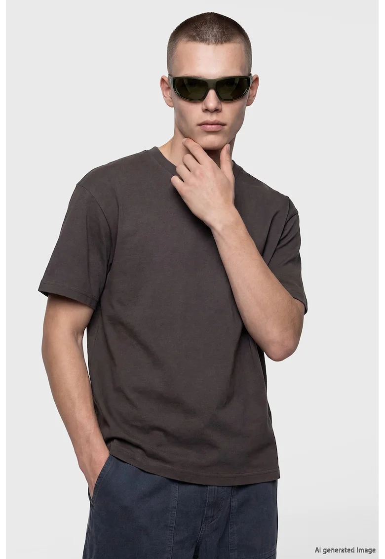 Tricou regular fit uni, Maro inchis
