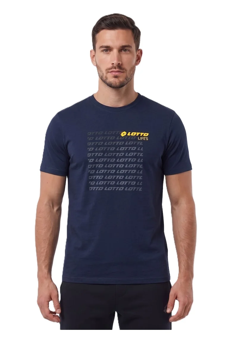Tricou cu decolteu la baza gatului si imprimeu logo