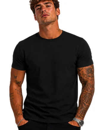 Tricou din amestec de bumbac cu decolteu la baza gatului