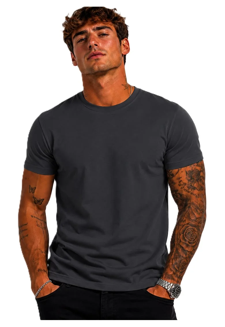 Tricou cu decolteu la baza gatului din amestec de bumbac