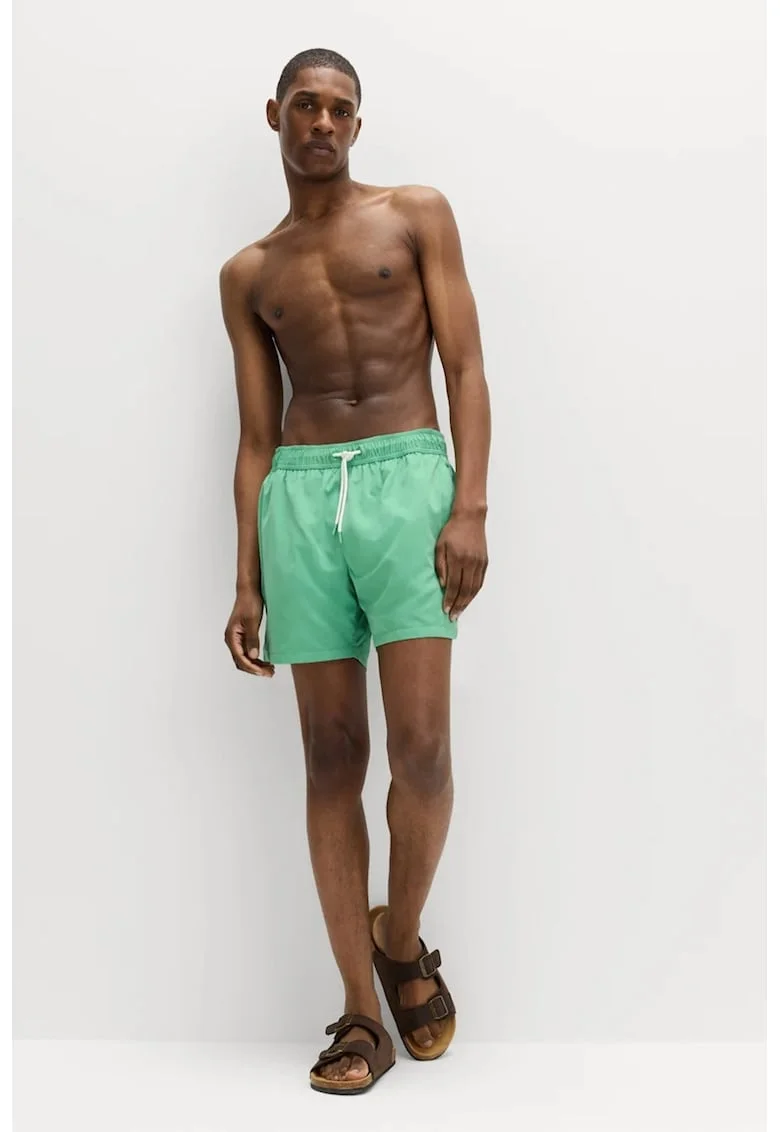 Pantaloni scurti de baie din material cu uscare rapida, Verde menta