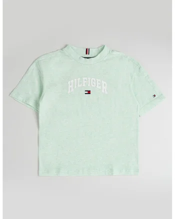 Tricou de bumbac cu imprimeu logo, Alb/Verde deschis