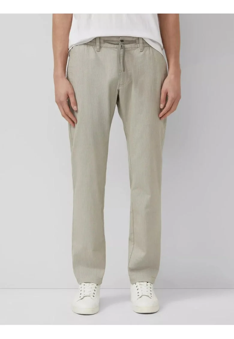 Pantaloni chino barbati, din bumbac, cu talie medie, Regular fit, Straight leg, Phoenix, Verde masliniu, 30, Verde