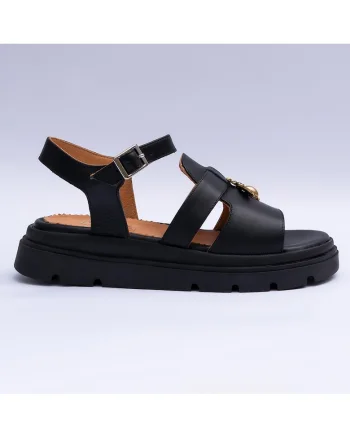Sandale dama cu accesoriu, negru mat, Negru mat