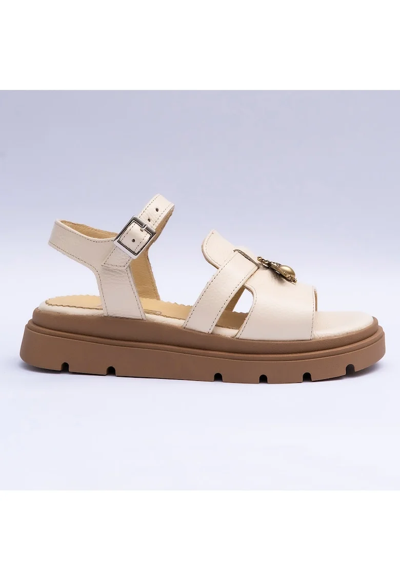 Sandale dama cu accesoriu, crem, Crem
