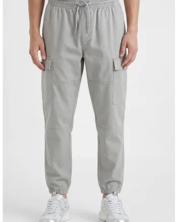Pantaloni cargo regular fit cu snur de ajustare in talie, Gri marmorat