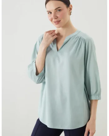Bluza-tunica lejera din amestec de in, Verde deschis