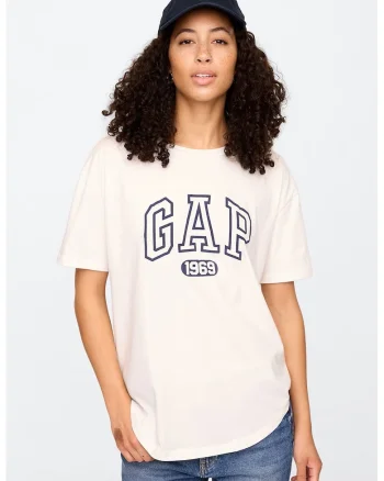 Tricou supradimensionat de bumbac organic, Crem