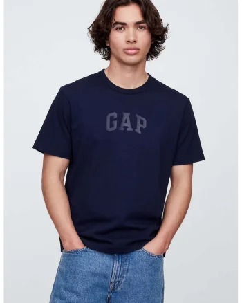 Tricou cu imprimeu logo pe piept, Bleumarin