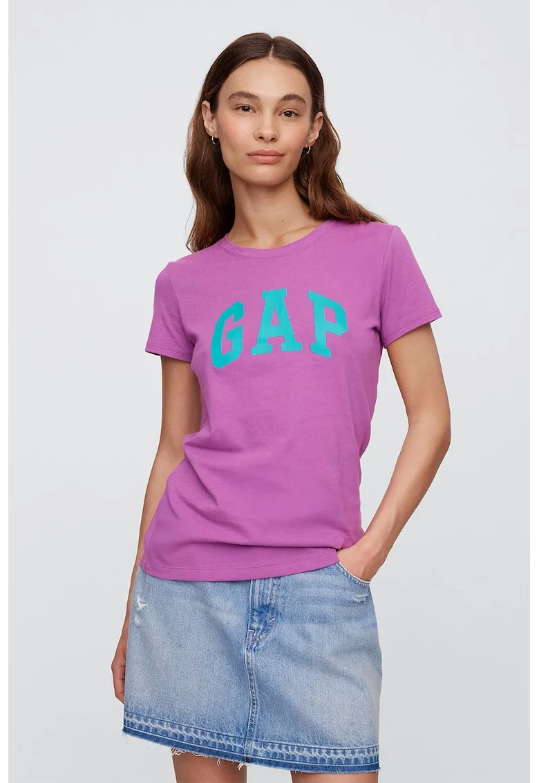 Tricou regular fit cu imprimeu logo, Lila/Albastru deschis