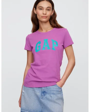 Tricou regular fit cu imprimeu logo, Lila/Albastru deschis