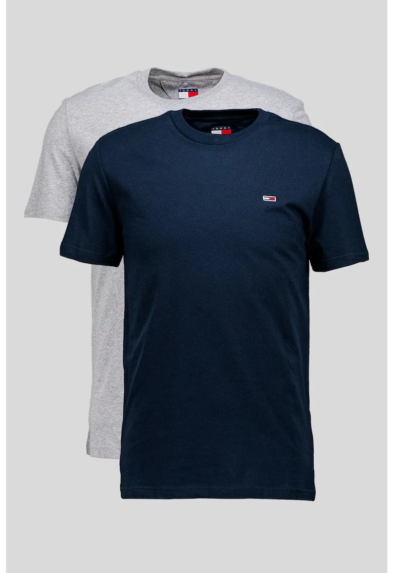 Set de tricouri slim fit din bumbac - 2 piese, Gri deschis melange/Bleumarin