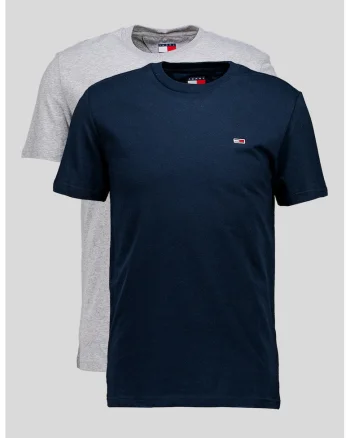 Set de tricouri slim fit din bumbac - 2 piese, Gri deschis melange/Bleumarin