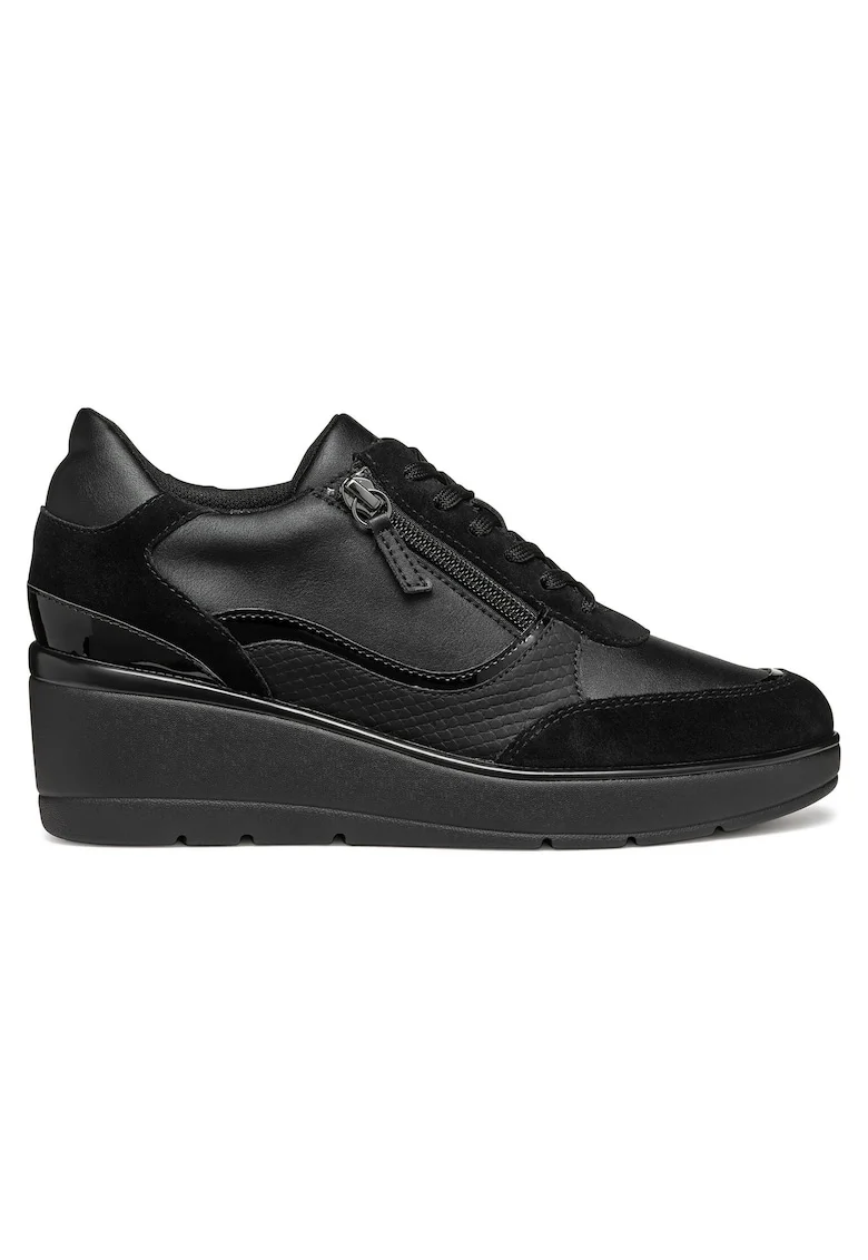 Pantofi sport dama, D46RAA-05422,  Piele ecologica, Negru