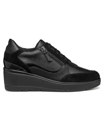 Pantofi sport dama, D46RAA-05422,  Piele ecologica, Negru