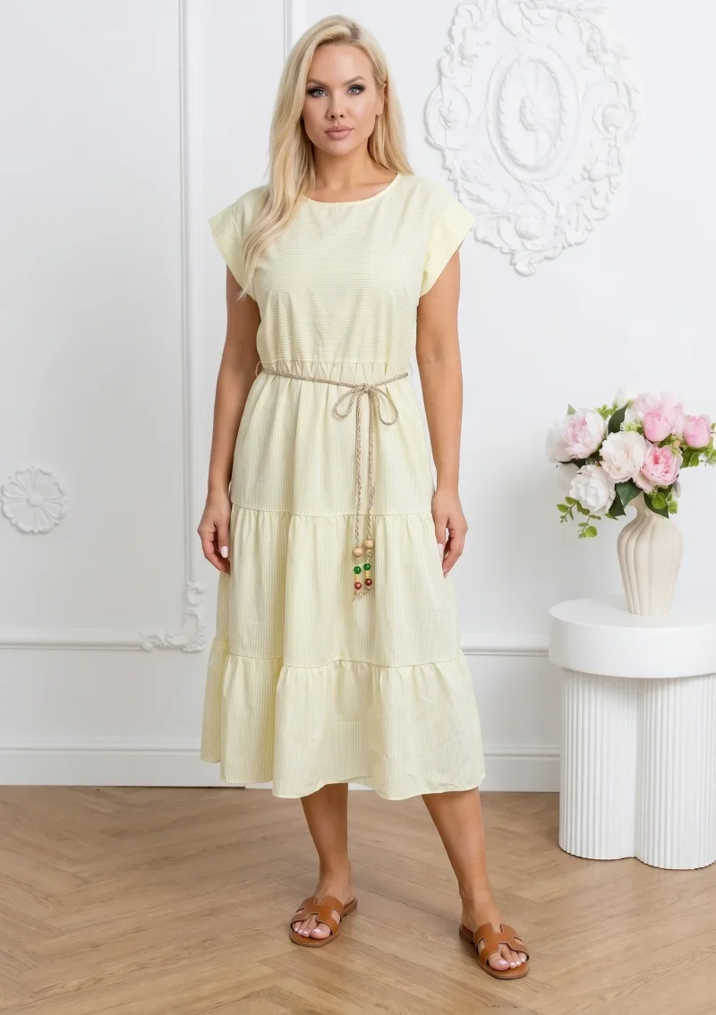 Rochie midi galben pai in dungi ...