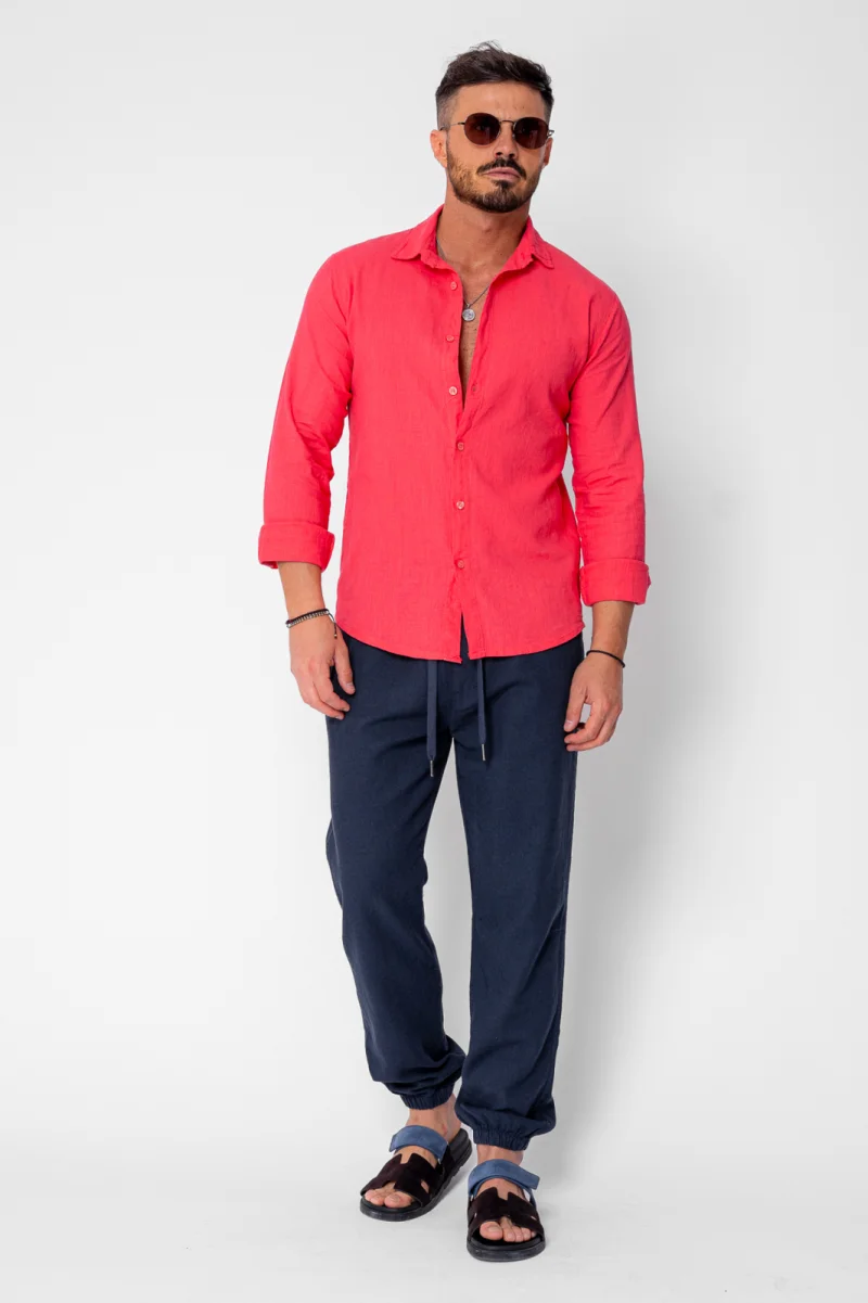 Pantaloni lungi din IN cu elastic si snur Navy