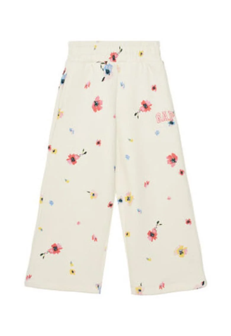 Pantaloni dama  cu imprimeu floral, Ecru