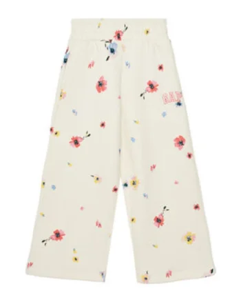 Pantaloni dama  cu imprimeu floral, Ecru