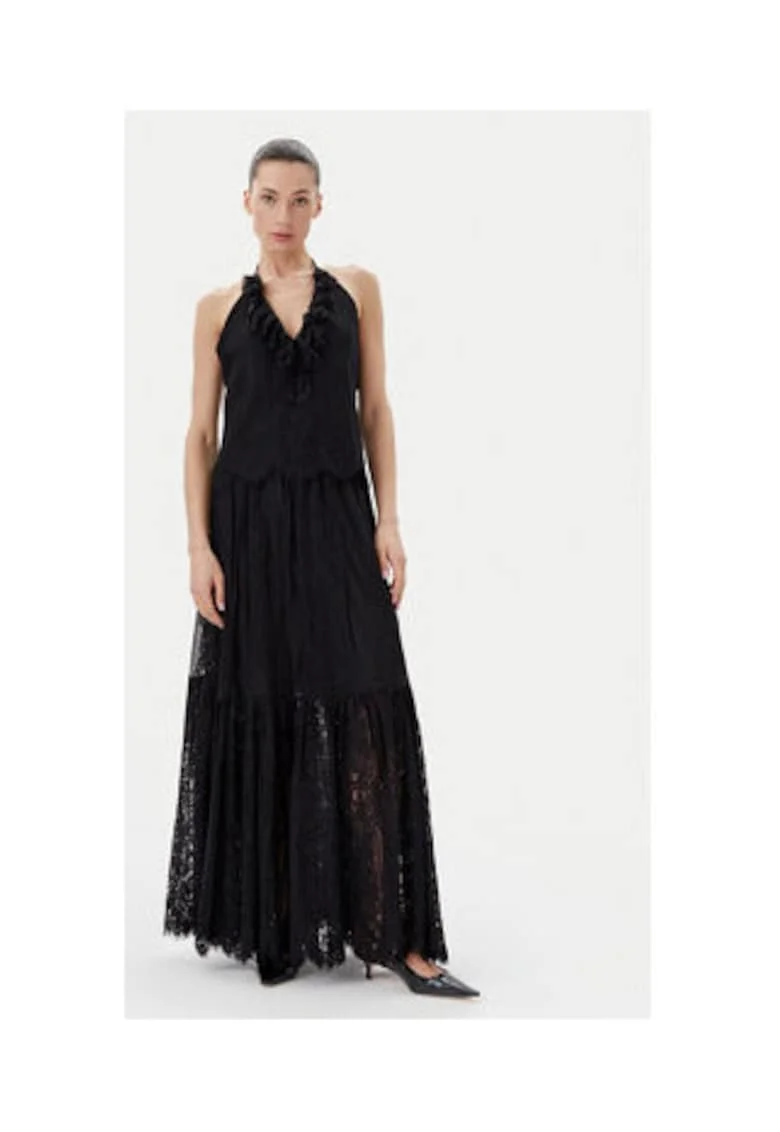 Rochie  neagra, din nailon si bumbac