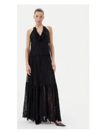 Rochie  neagra, din nailon si bumbac
