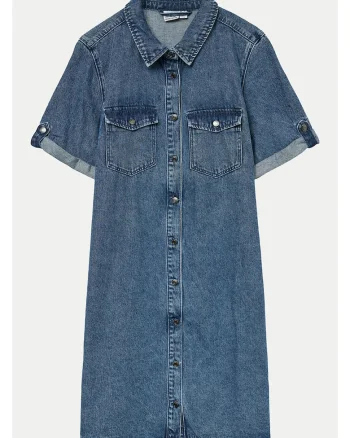 Rochie  denim albastru mediu, 90% bumbac, 10% viscoza