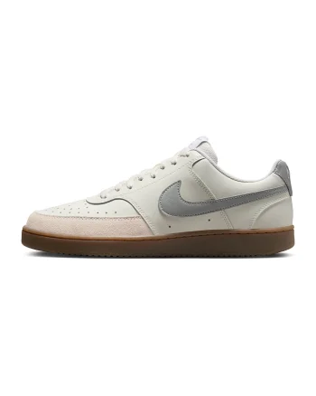 Pantofi sport din piele cu captuseala din piele ecologica Court Vision Low, Gri deschis/Crem