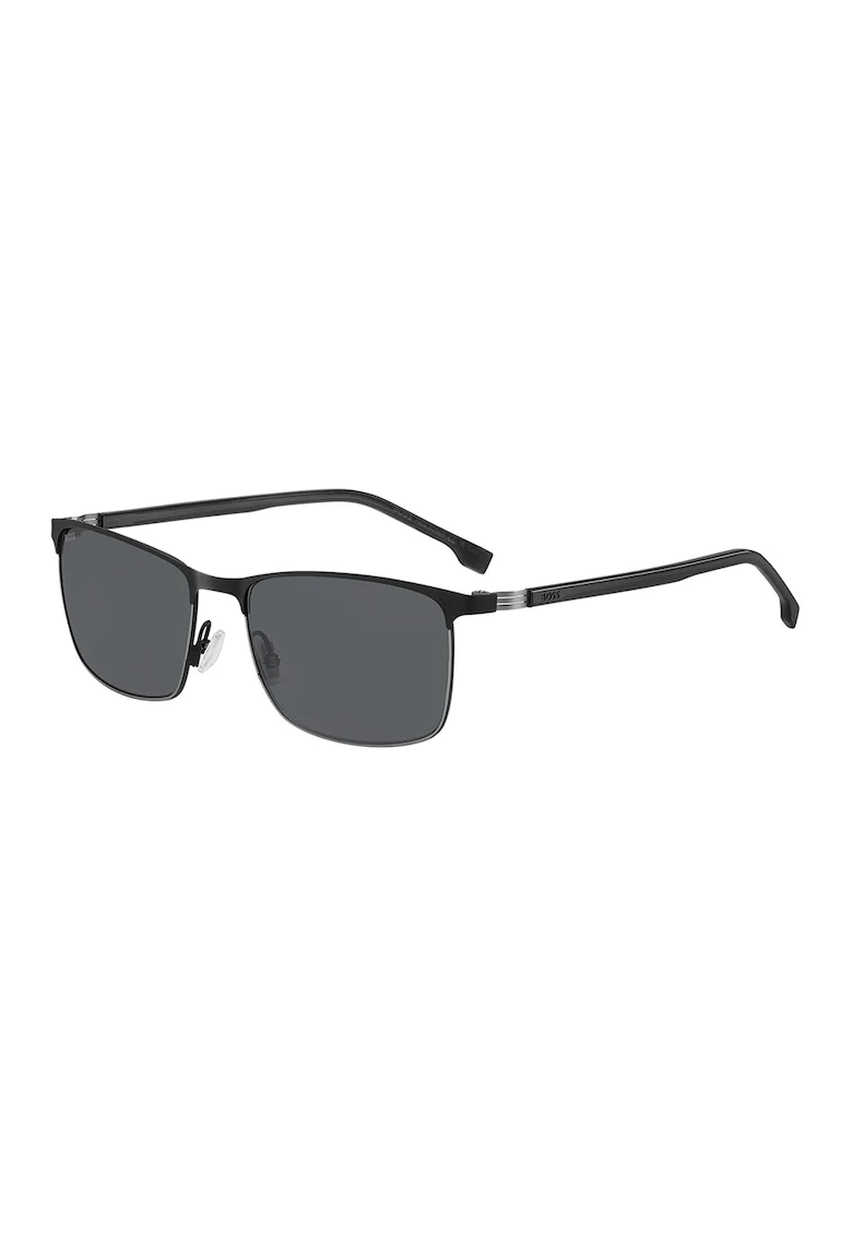 Ochelari de soare wayfarer cu detaliu cu logo discret, Negru/Argintiu