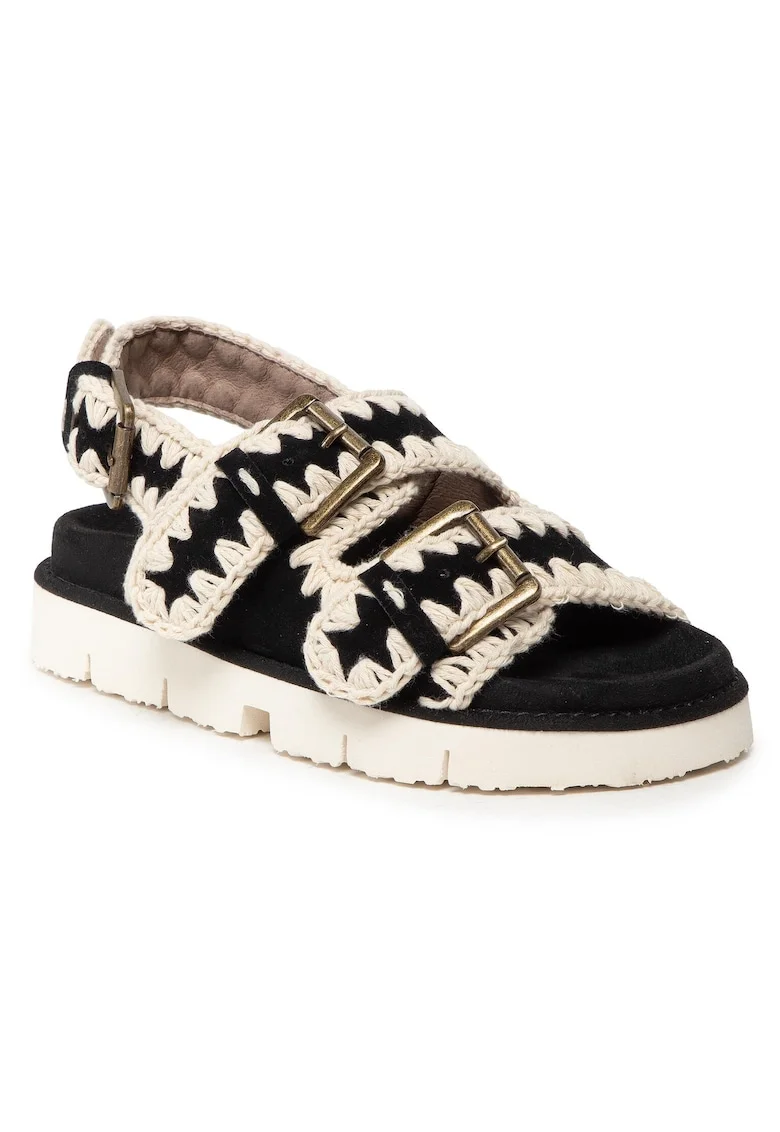 Sandale dama, SW461003A,  Piele naturala, 38 EU, Alb/Negru, Alb/Negru