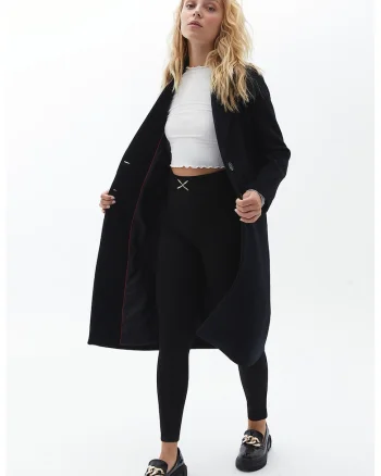 Colanti crop cu talie inalta, Negru