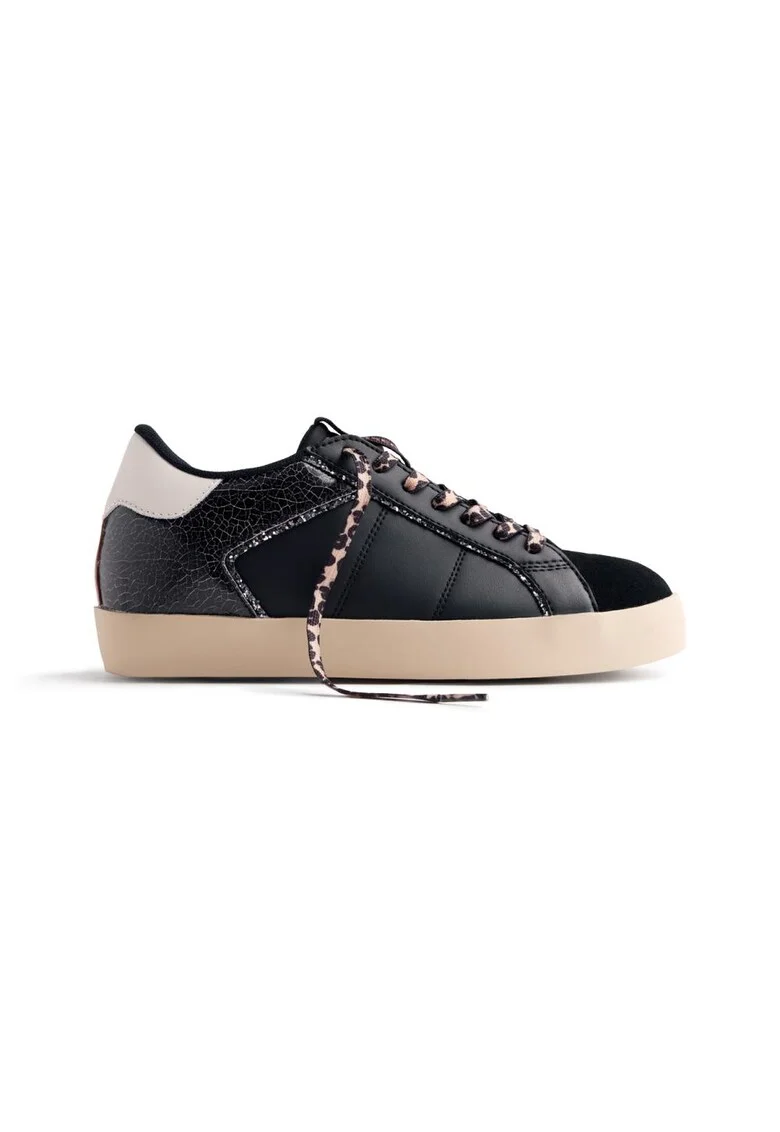 Pantofi sport de piele ecologica cu garnituri de piele intoarsa Edina, Negru