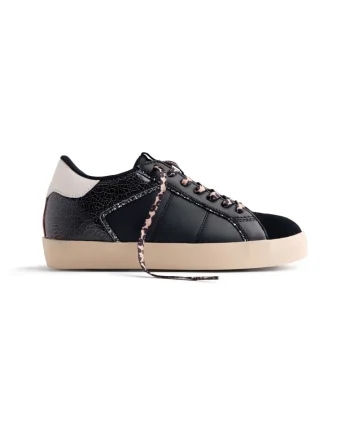 Pantofi sport de piele ecologica cu garnituri de piele intoarsa Edina, Negru