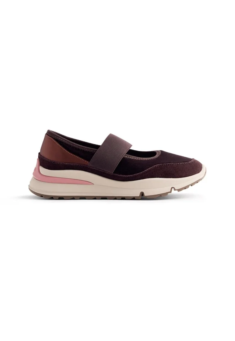 Pantofi sport cu garnituri de piele intoarsa si material sintetic, Violet pruna