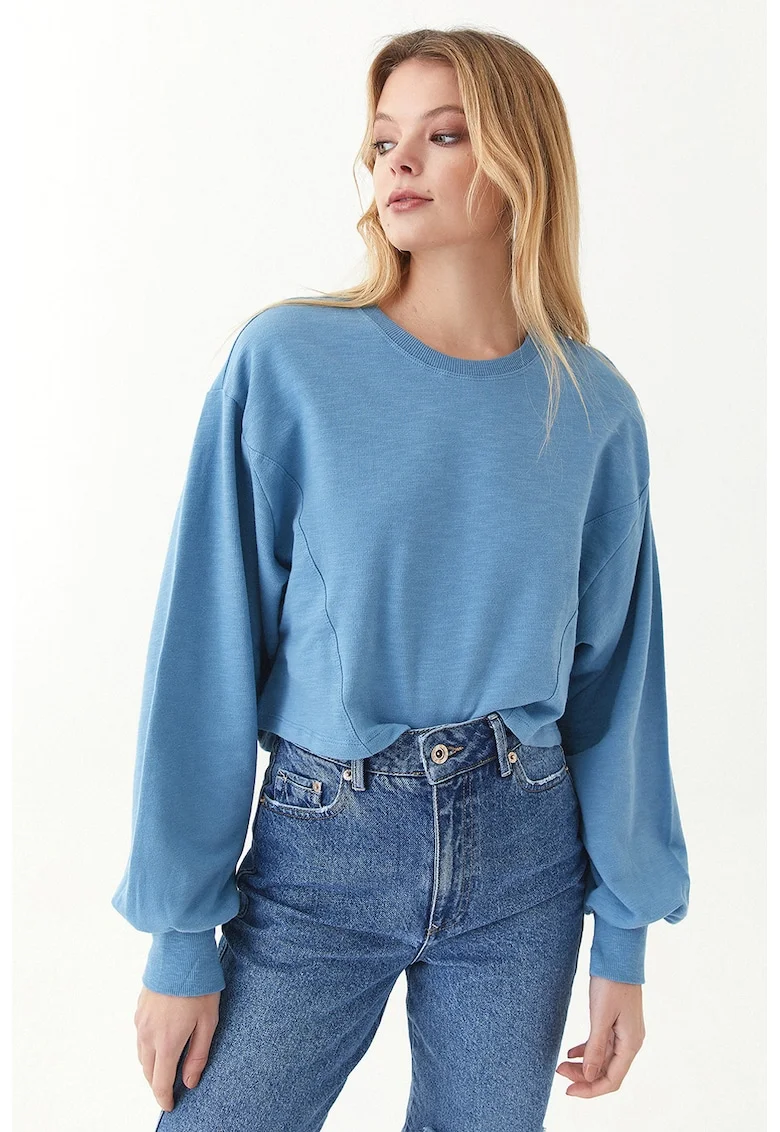 Bluza lejera de trening cu maneci bufante Bosyakkes, Albastru deschis