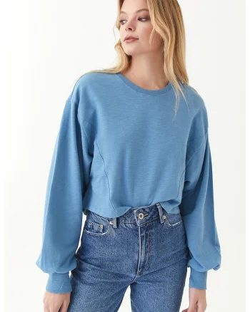 Bluza lejera de trening cu maneci bufante Bosyakkes, Albastru deschis