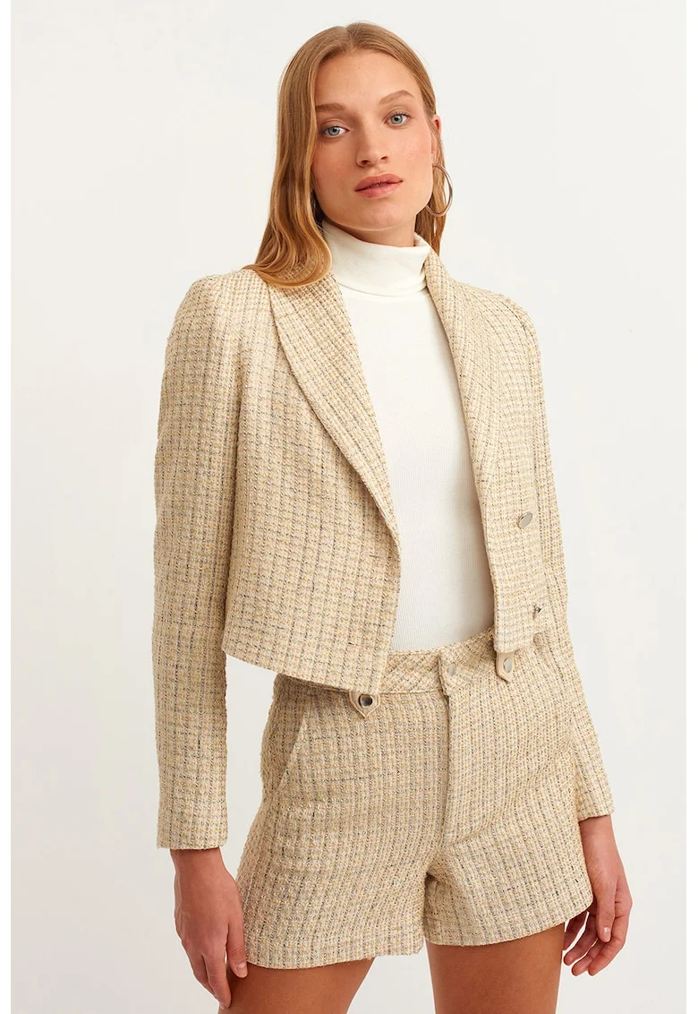 Sacou crop din tuid, Bej deschis