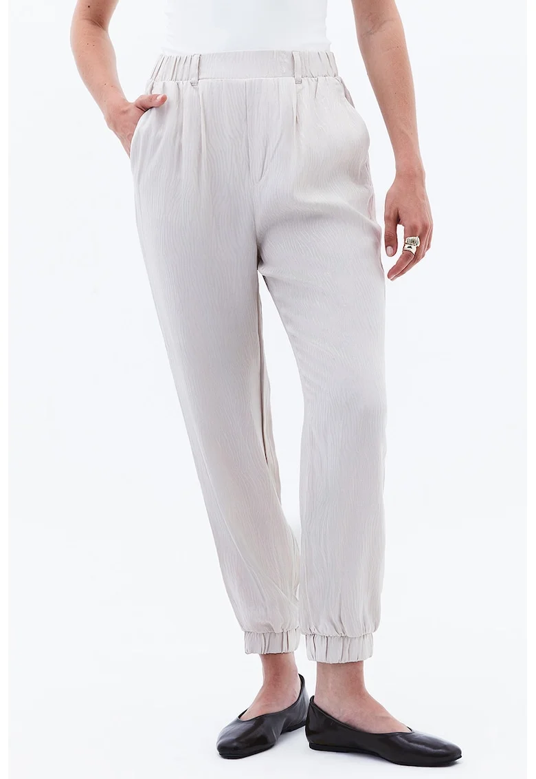 Pantaloni jogger cu model zebra Jak, Alb