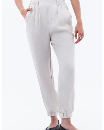 Pantaloni jogger cu model zebra Jak, Alb