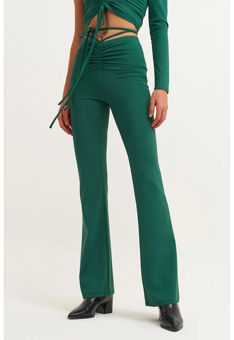 Pantaloni evazati cu talie inalta, Verde aquamarin