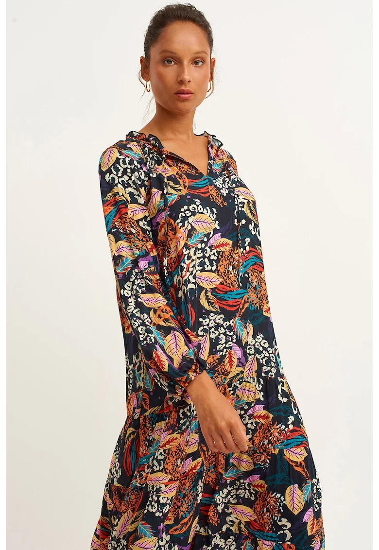 Rochie maxi cu imprimeu floral, Multicolor