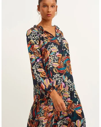 Rochie maxi cu imprimeu floral, Multicolor
