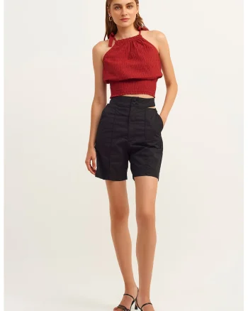 Pantaloni scurti din amestec de bumbac, Negru
