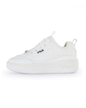 Pantofi sport flatform din piele ecologica cu logo Superbubble, Alb