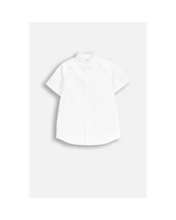 Camasa cu maneca scurta  bumbac, broderie decorativa, alb