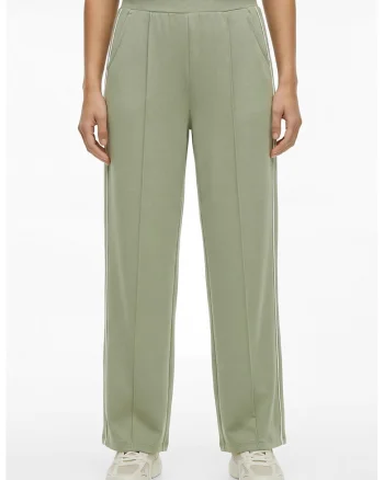 Pantaloni de trening drepti cu segmente laterale contrastante, Verde stins