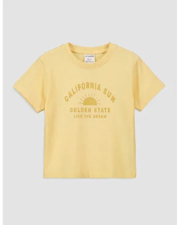 Tricou de bumbac cu imprimeu, Portocaliu deschis,