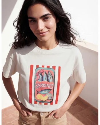 Tricou de bumbac cu imprimeu, Rosu/Alb fildes