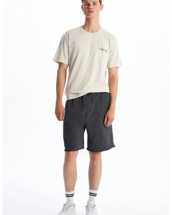 Tricou din bumbac cu imprimeu pe piept, Bej deschis