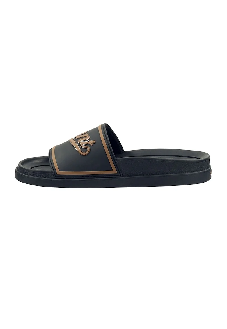 Papuci cu logo Pierbay, Negru/Maro