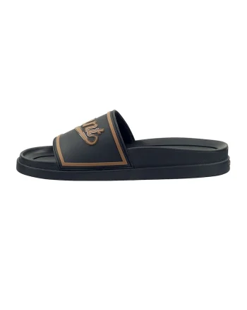 Papuci cu logo Pierbay, Negru/Maro